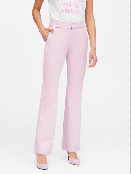 Banana Republic Pants - NWT Banana Republic Pink Flare Pants Washable Stretch Work Trousers High Rise 6
